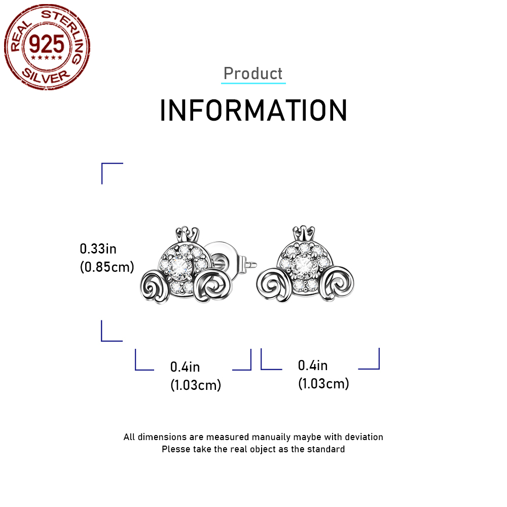 Women's 925 Silver Pumpkin Carriage Earrings with Sparkle Zirconia